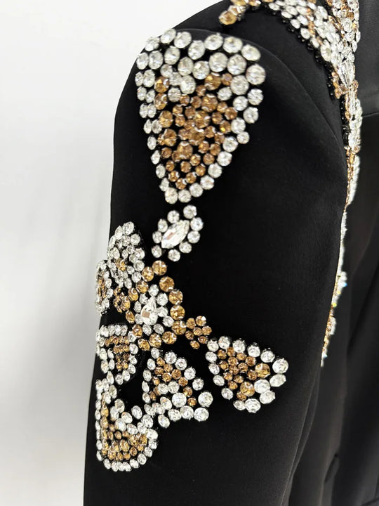 HIGH STREET Newest 2024 Designer Suit Women Beaded Diamonds Stand