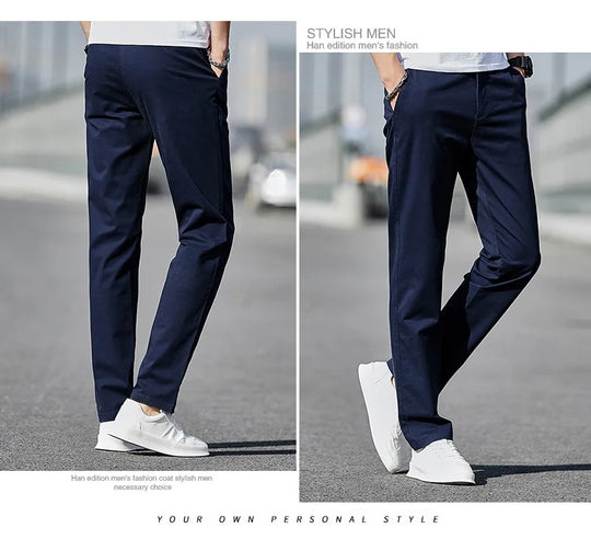 Top Grade 98% Cotton New Brand Casual Fashion Streetwear Slim Fit Long Pants Straight Pencil Trousers Men's Clothing