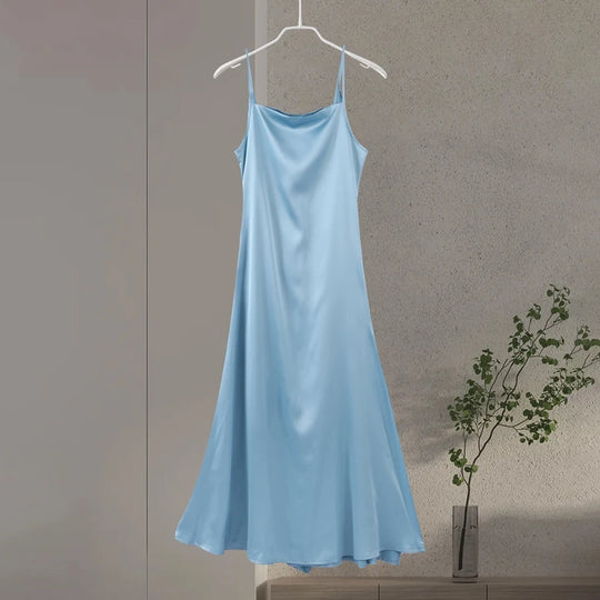 Elegant Split Women' s Dresses Solid Square Collar Backless Sleeveless Long Dress Female 2025 Summer Party Evening Robes