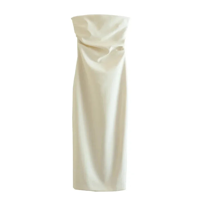 ASDS 2024 off shoulder black white long dress women bodycon beige midi