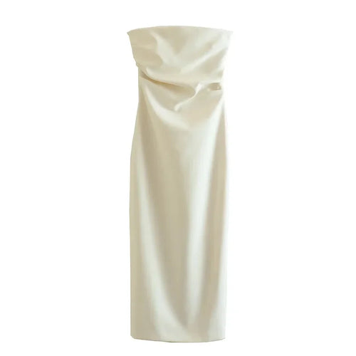 ASDS 2024 off shoulder black white long dress women bodycon beige midi