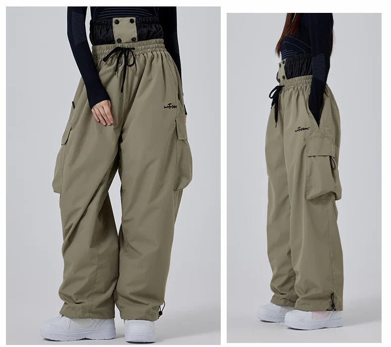 2025 Men Women Baggy Ski Pants Waterproof 15000 Windproof Loose
