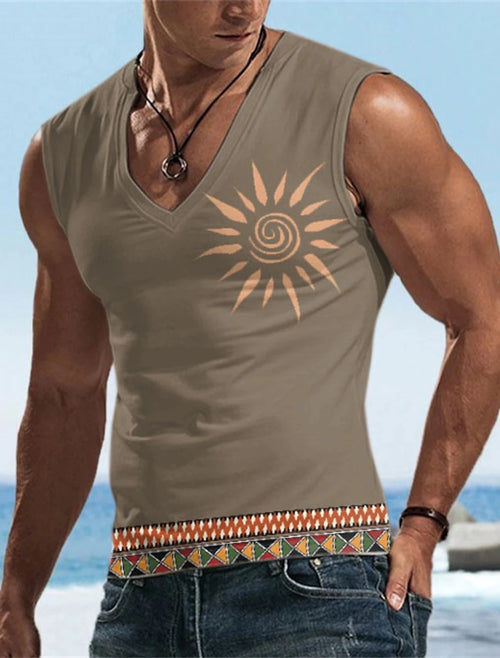 Men's Tank Top Sleeveless T-Shirt Pattern Print Summer Sports Running