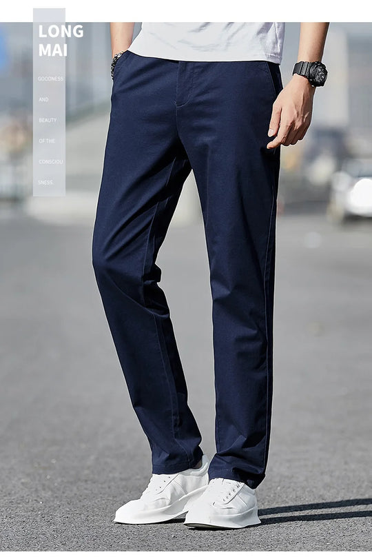 Top Grade 98% Cotton New Brand Casual Fashion Streetwear Slim Fit Long Pants Straight Pencil Trousers Men's Clothing