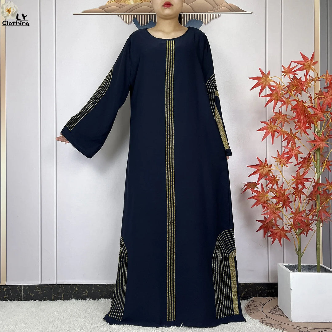 2024 New Muslim Chiffon Abayas For Women Robe Caftan Dubai Islam Clothing African Abaya Long Sleeved Fashion Dress With Turban