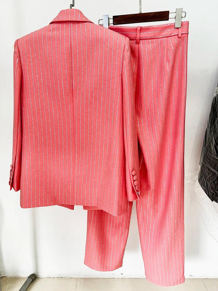 HIGH STREET Newest 2024 Designer Suit Set Women's Single Button