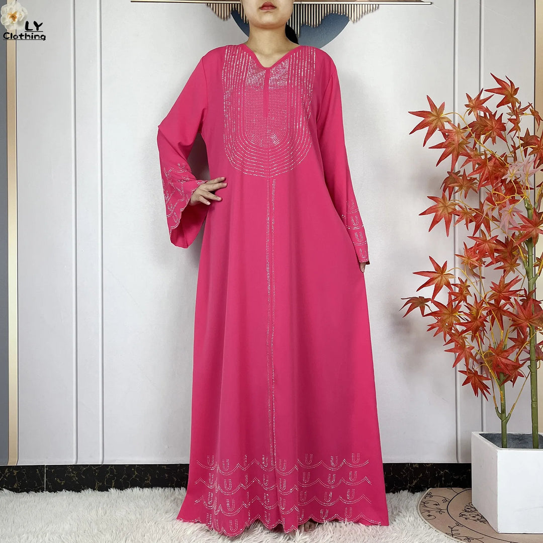 2024 New Muslim Chiffon Abayas For Women Robe Caftan Dubai Islam Clothing African Abaya Long Sleeved Fashion Dress With Turban