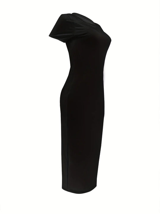 Women's Dress Summer Fashion New Black Solid Color Short-sleeved Pajamas Home Casual Daily Loose Plus Size Dress Clothing