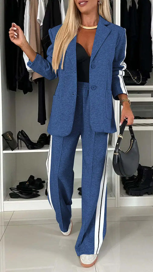 New Autumn Winter Women's Long-sleeved Lapel Casual Suit Fashion Solid