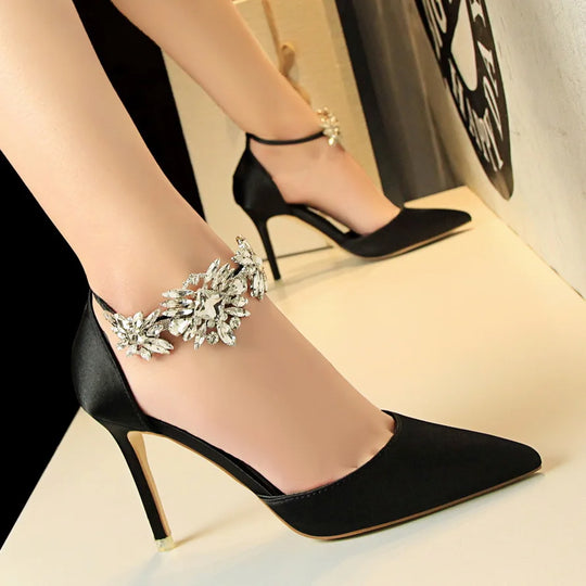 New Arrival Women Sandals High Heels 8Cm Elegant Office Ladies Shoes Women Sandals Silk Material Luxury Singles Party Shoes