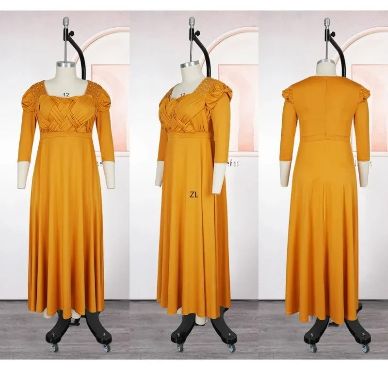 Curvy Elegant African Maxi Dress Half Sleeve Wedding Evening Gown for Women 2026 New Fashion Turkey Muslim Party Dress