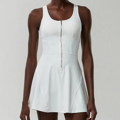 One Piece Tennis Dress Women Summer Solid Color Outdoor Running Skirt