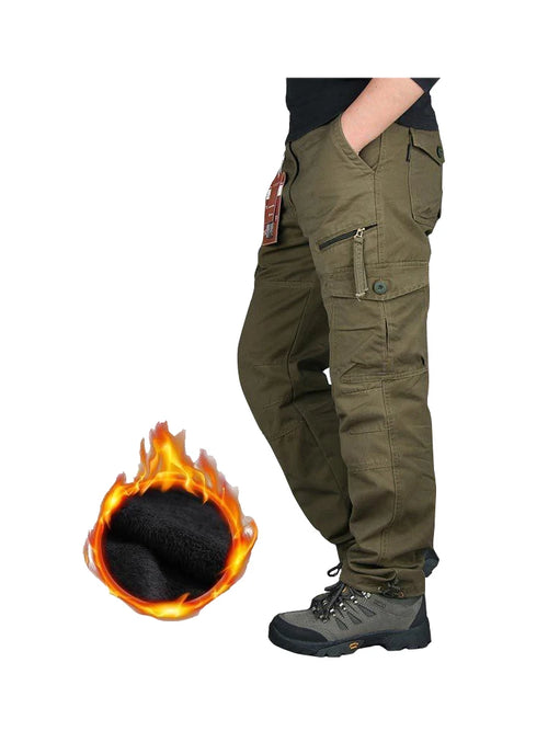 Men's Winter Fleece Pants Work Overalls Thermal Warm Black Camouflage