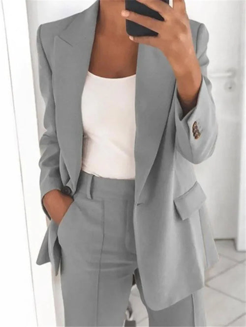 2024 S-5XL Women's Blazer Casual Long-sleeved Top Solid Color Suit