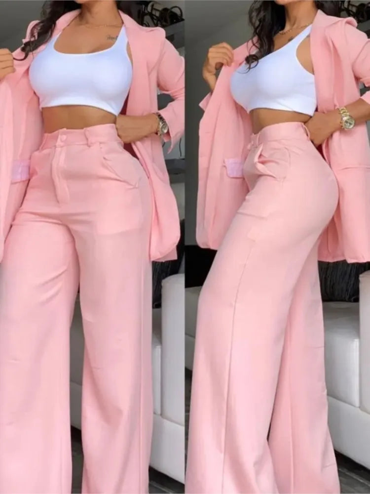 Woman Elegant Blazer Sets New Autumn Fashion Women's Notched Collar