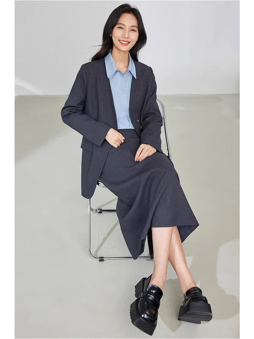 Vimly 2024 Spring Outfits Blazer Skirt 2 Pieces Sets for Women Elegant