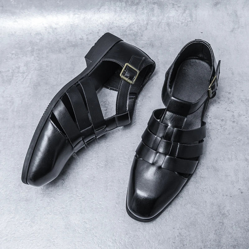 New Soft Leather Men's Sandals Outdoor Summer Beach Shoes Comfortable Male Roman Shoes All-match Sandaly Hollow Out Casual Shoes