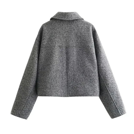 ASDS Autumn Winter Cropped Jacket for Women Short Coat Tweed Jacket