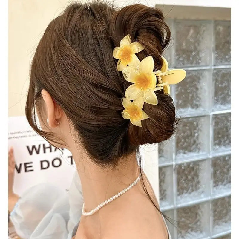 1pc Conjoined egg flower claw clip beach vacation flower hair clip,