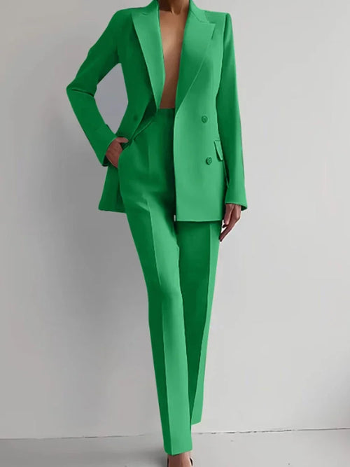 Two Piece Suit Women's Blazer Suit Office Lady Long Sleeve Blazer and