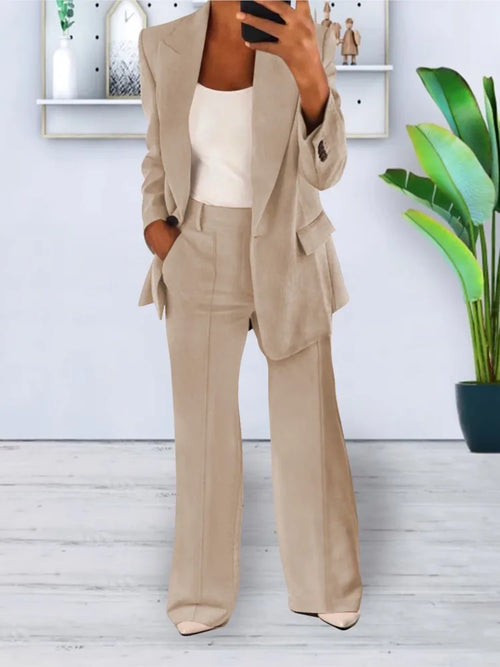 Autumn Winter Solid Color Blazer Women Long Sleeve Suit Simple Casual
