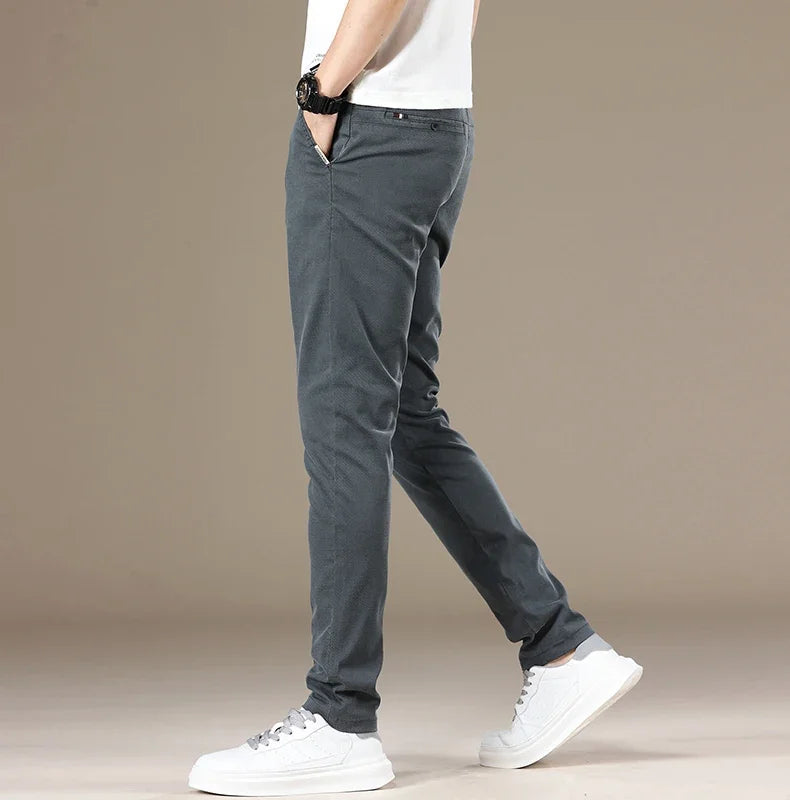 New 2025 Summer Lyocell Fabric Mens Casual Pants Hight Quality Fashion Slim Business Trousers Brand Elastic Soft Cargo Pants