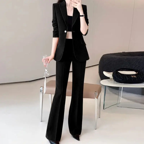 Women's 2025 Spring New Fashion Professional Suit Jacket Pants Two