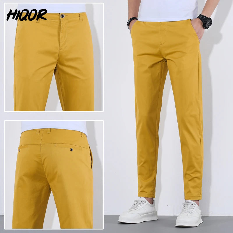 HIQOR Man Pants 9 Colors Mens Casual Long Pants Summer Thin Cotton