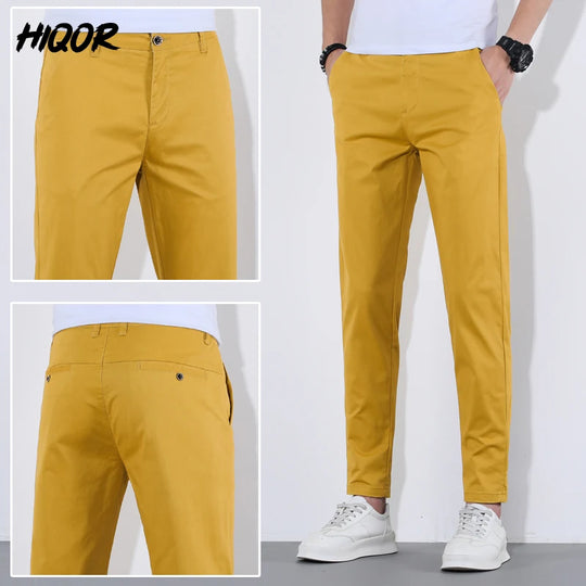 HIQOR Man Pants 9 Colors Mens Casual Long Pants Summer Thin Cotton