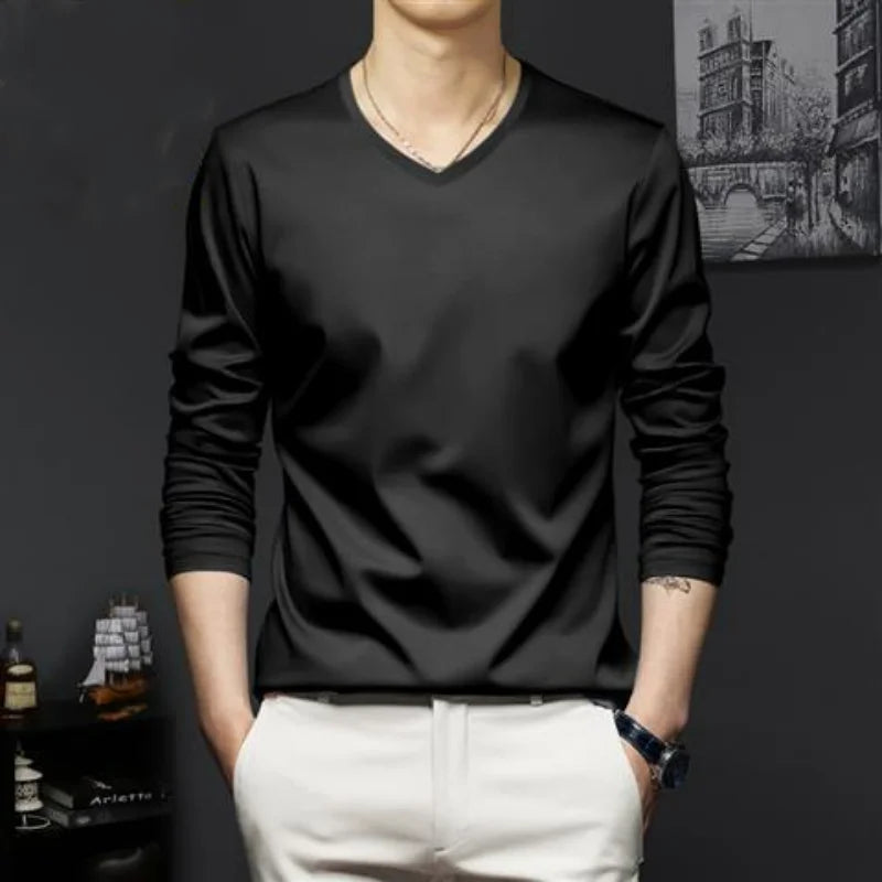 Autumn New Promotion Ice Silk T-shirt Men's Korean Casual Versatile