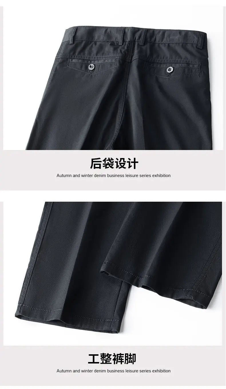 Top Quality 100% Cotton New Brand Casual Fashion Business Long Pants Straight High Waist Regular Fit Trousers Men's Clothing
