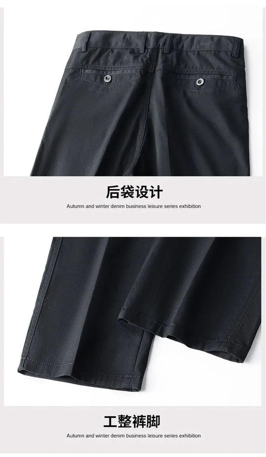 Top Quality 100% Cotton New Brand Casual Fashion Business Long Pants Straight High Waist Regular Fit Trousers Men's Clothing
