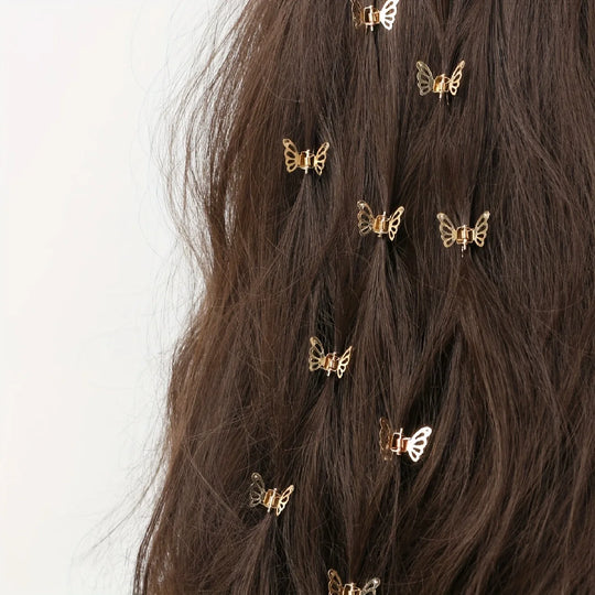 10pcs Mini Hollow Out Butterfly Design Sweet Hair Clip Retro Bangs