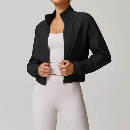 Yoga Long Sleeve Women's Jackets Windproof Running Coat Gym Push Up