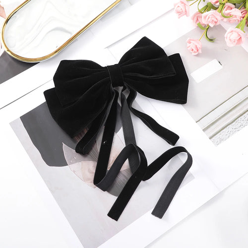 Bow Velvet Barrettes Women Temperament Ponytail Hairpin Hair Clip