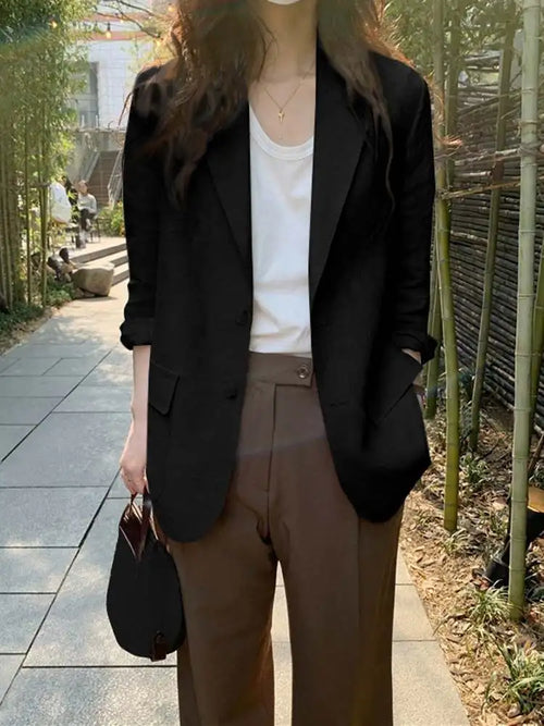 ZANZEA Women Elegant Cotton Jackets Suits Loose Vintage Work Coats
