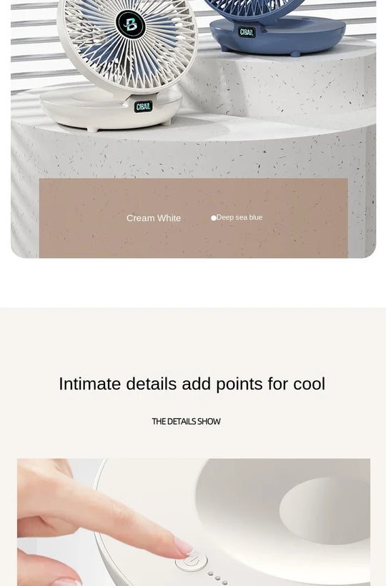 2IN1 Folding Desktop Fan Portable Air Conditioner Wall Mounted Fan Rechargeable with 3 Gears for Home Office