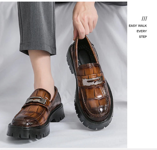 STRONGSHEN Men Oxford Shoes Leather Platform Casual Shoes Comfortable Formal Loafer Business Office Formal Dress Shoes 38-46