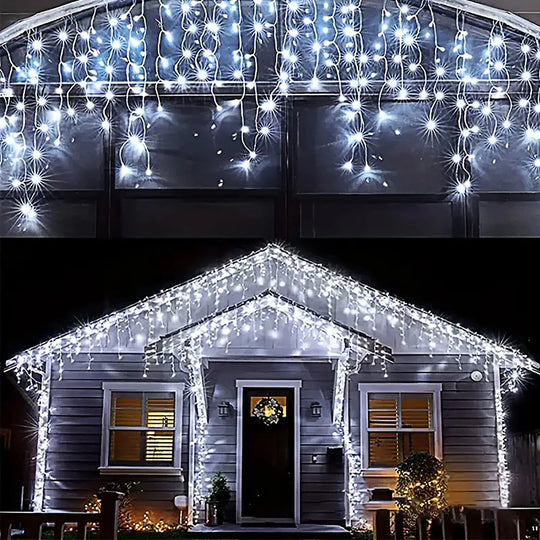Solar Street Garden Decoration Garland Solar Curtain Icicle Light Outdoor LED String Lights 3.5M/7.5M Waterproof Curtain Light
