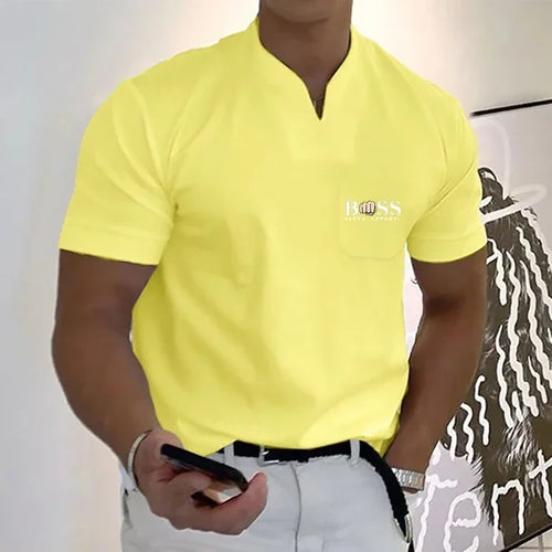2024 Fashion Men's  T-shirt Solid Color Cotton Short-Sleeved Summer