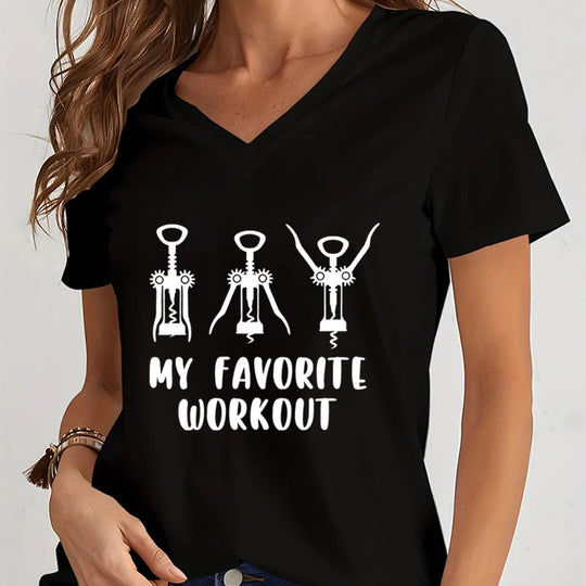 My Favorite Workout Print Tshirt Spring Short Sleeves Women Tee Funny