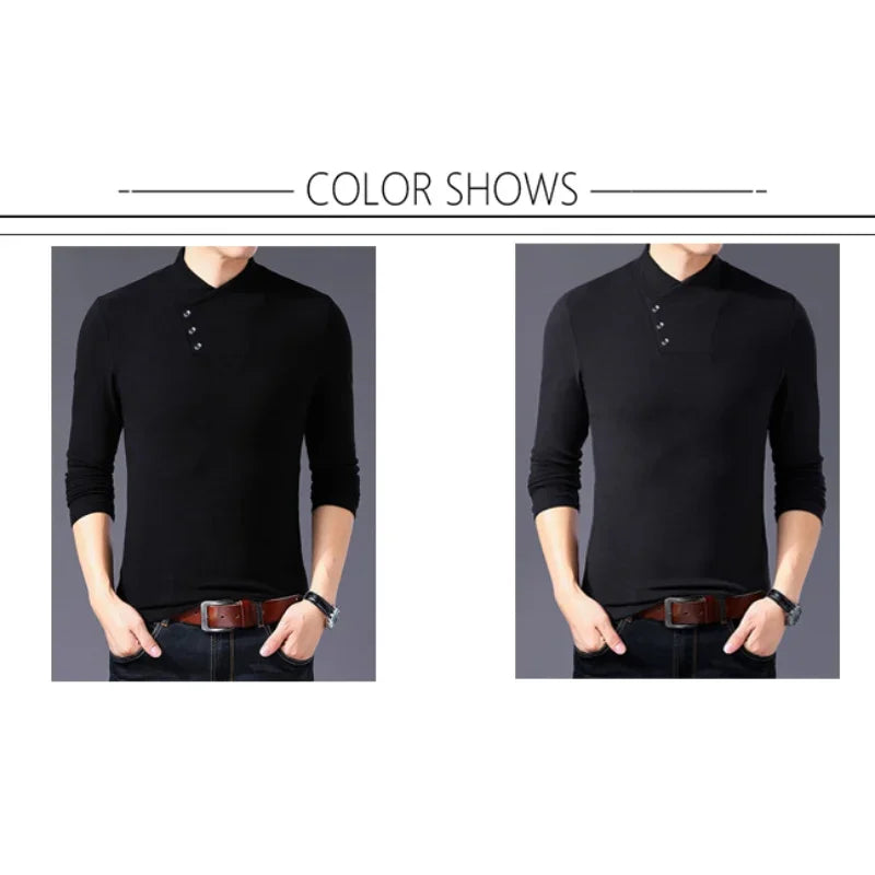 BROWON Spring Fashion Slim Fit T Shirt Men Cotton Tshirt Men Long
