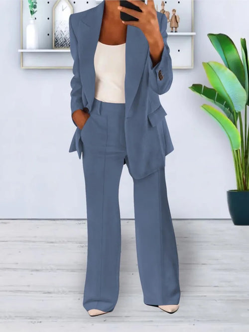 Autumn Winter Solid Color Blazer Women Long Sleeve Suit Simple Casual