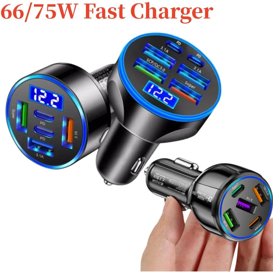 66/75W USB Car Charger Type C Fast Charging Phone Adapter For Xiaomi