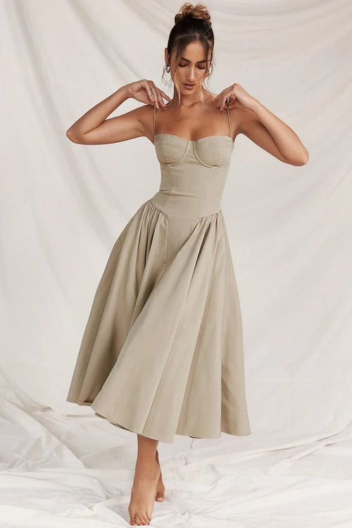 Summer skirt new French vintage maxi dress court wind Dopa wear strap