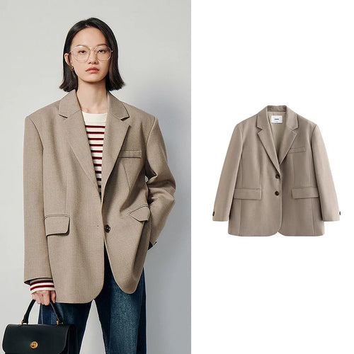 TOYOUTH 2023 Women Blazer Jacket Spring New Oversize Back Split Hem