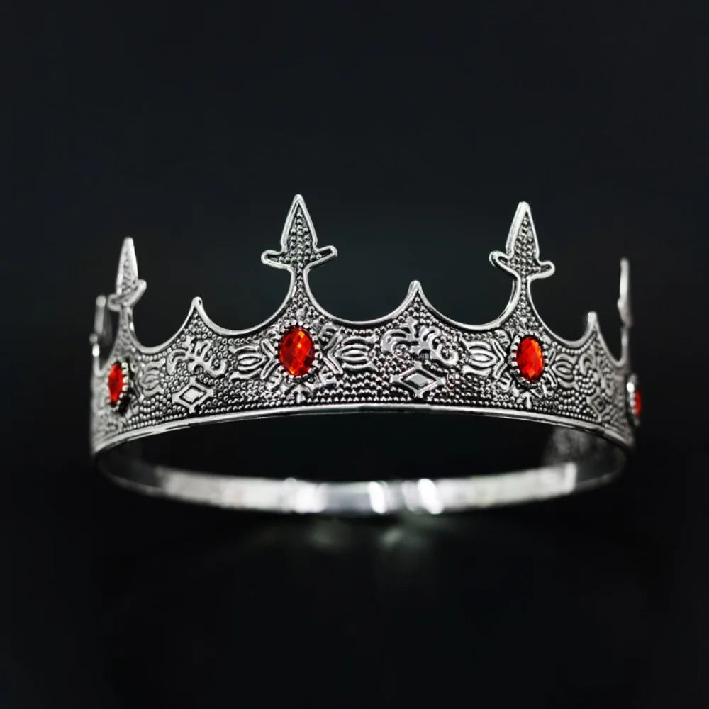 Trendy Vintage Baroque Crown Antique Bronze Elegant King Tiara Crown Adjustable Multicolor Prince Rhinestone Tiara Men