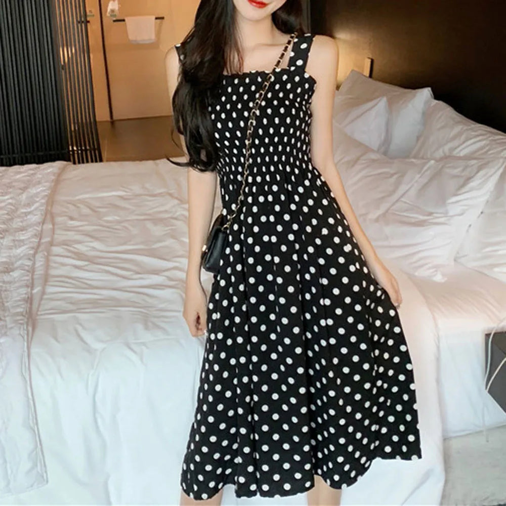 Women's Dresses 2024 Summer Fashion Loose None Sleeve Polka Dot