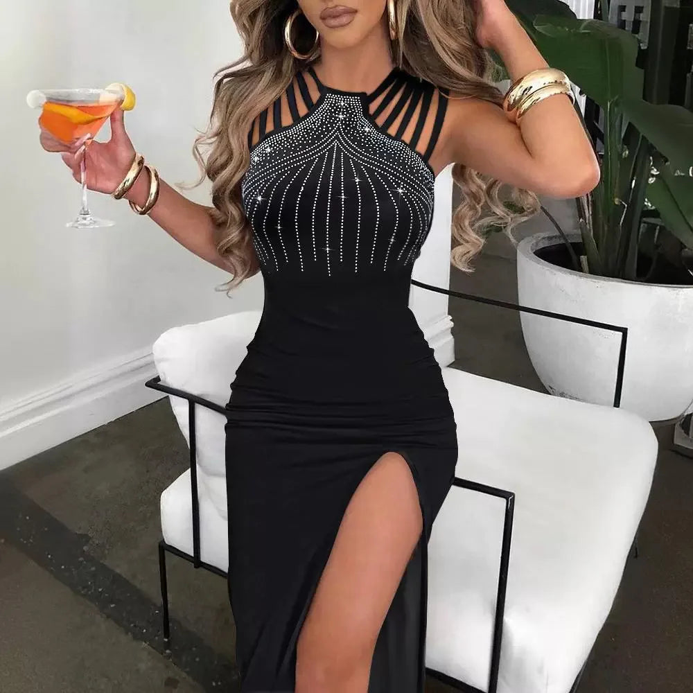 Women Dress Long Dresses Party Bodycon Sexy Slim Hot Drilling