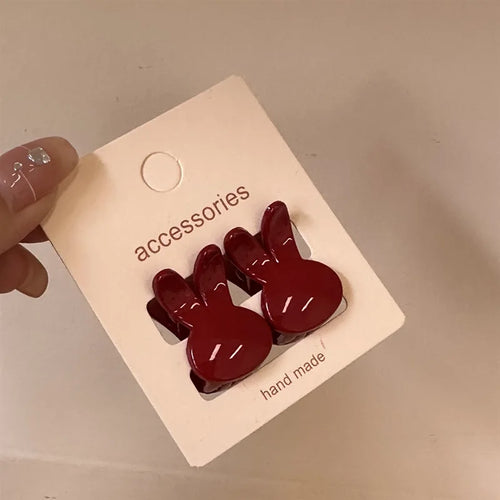 2pcs New Year's Red Festival Mini Hair Clip Retro Red Edge Clip Cute